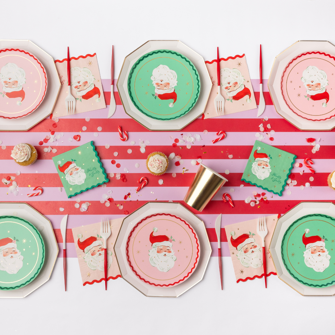 Bonjour Fête - Red & Green Jolly Santa Small Napkins (Set of 20)