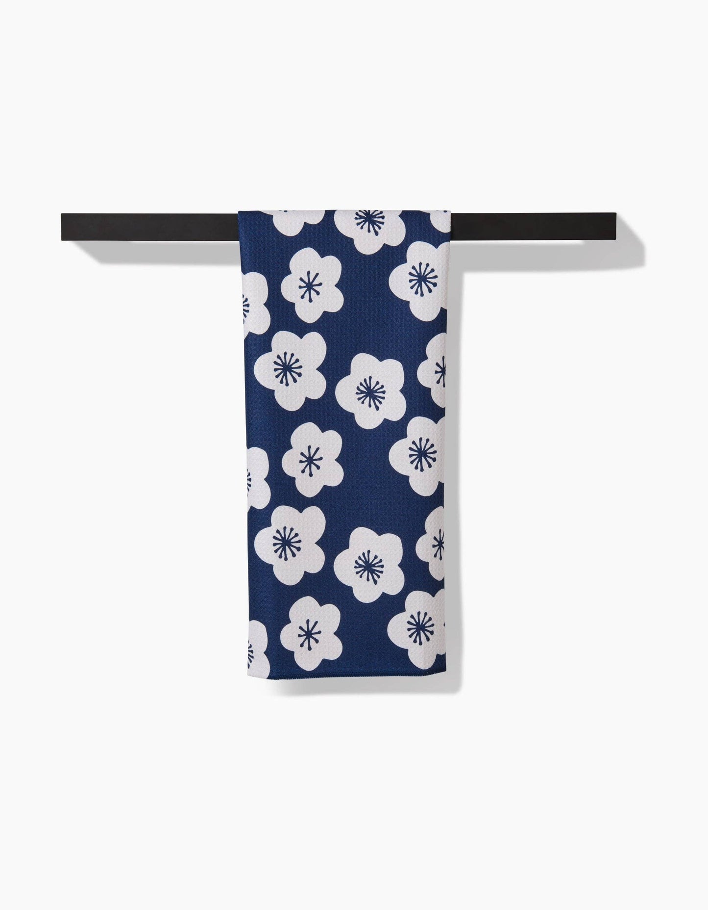 Geometry - Every Sunday Kitchen Tea Towel Blue with White Flower