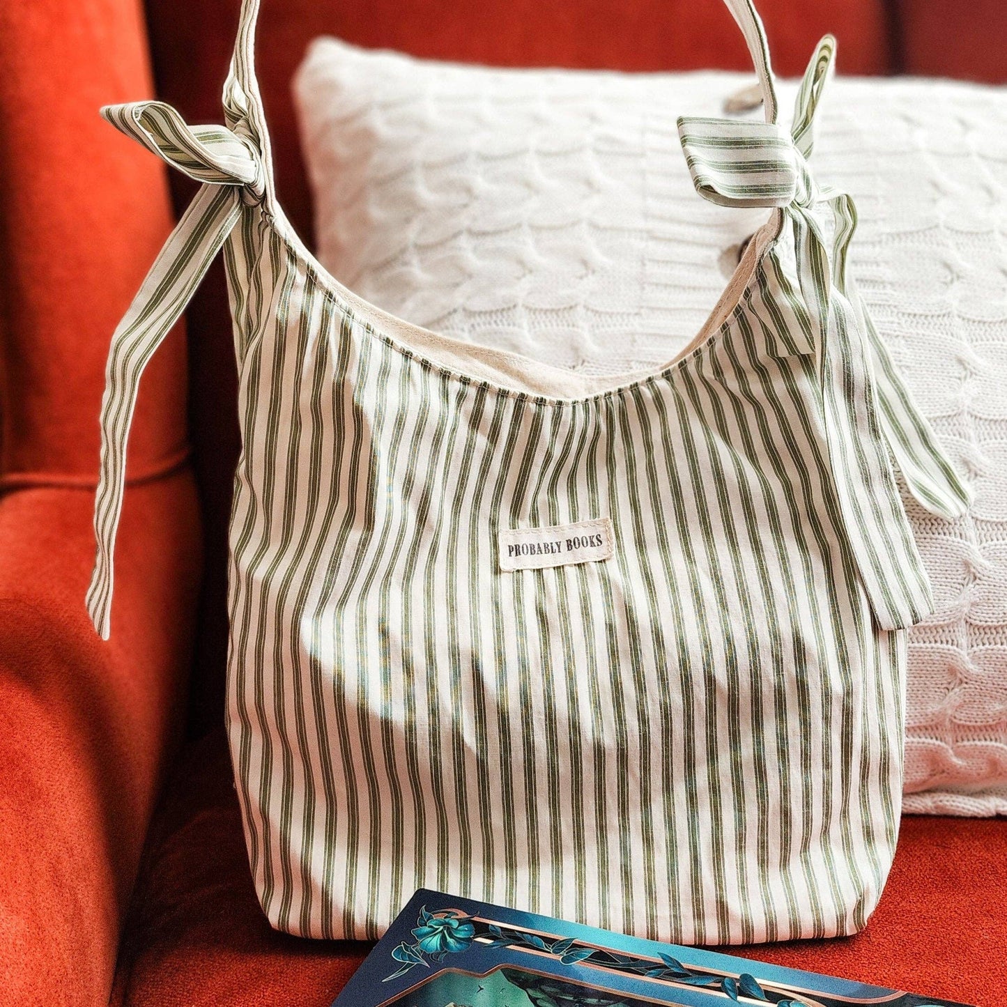Probably Books Striped Cotton Tote Bag - The Bean Workshop