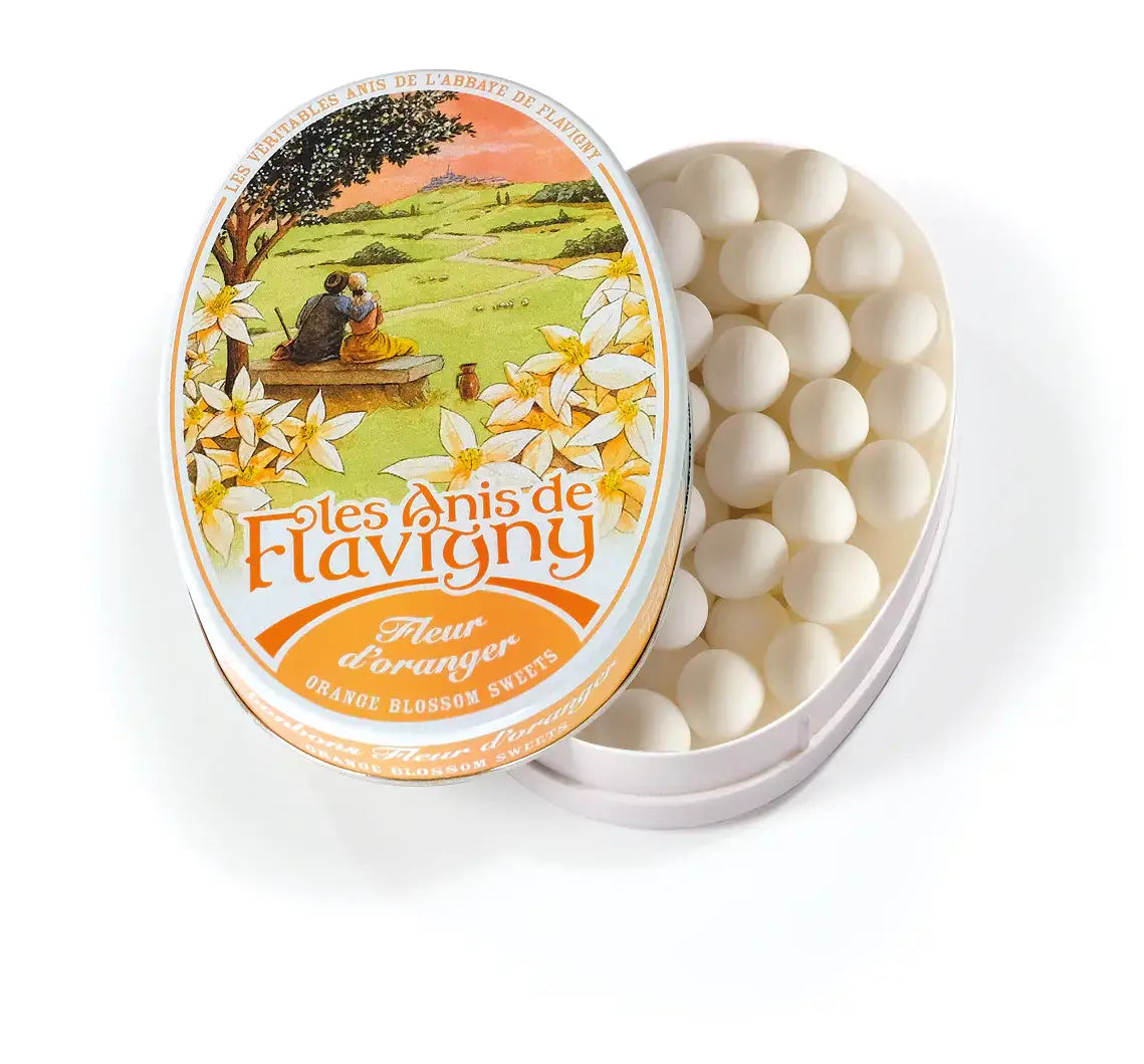 French Feast - Anis de Flavigny · Orange flower pastilles, oval tin