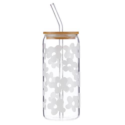Glass Tumbler - White Floral