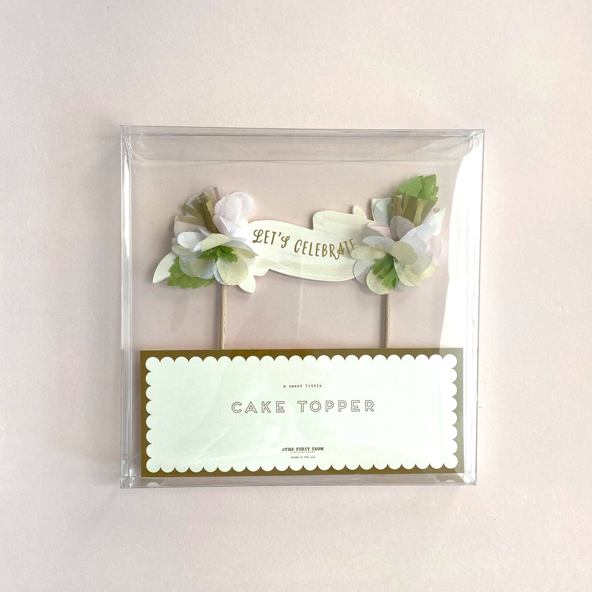 The First Snow - Let's Celebrate Cake Topper with Paper Flowers