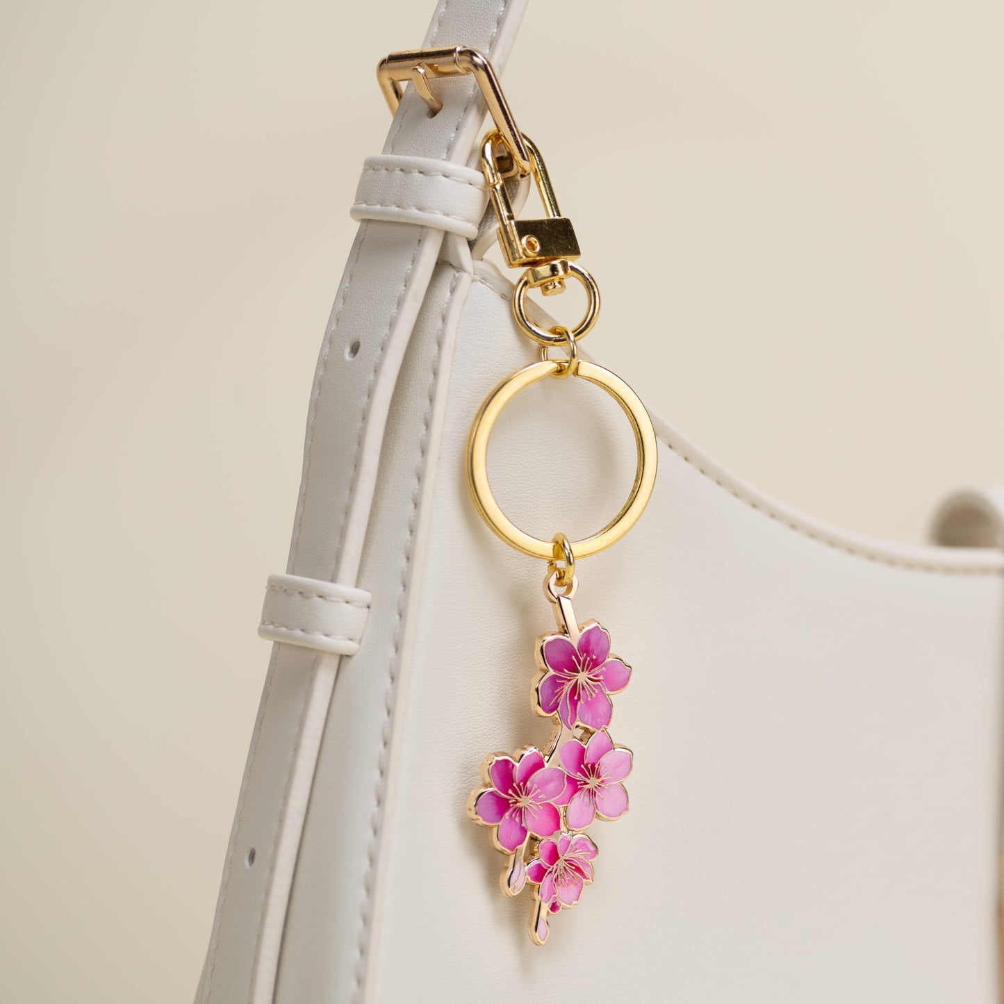 Happily Plants - Japanese Cherry Blossom Keychain & Bag Charm, Floral Gift