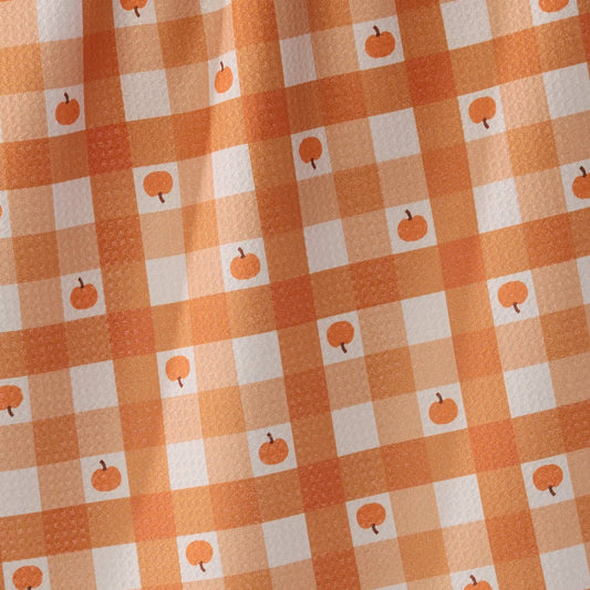 Geometry - Pumpkin Check Tea Towel