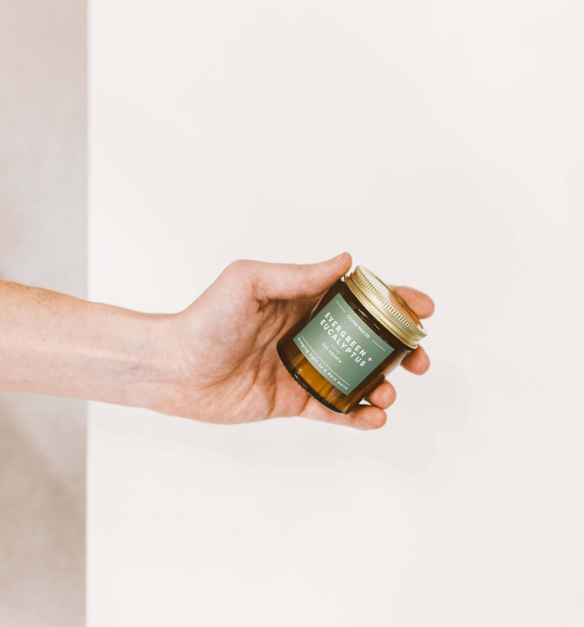 Calyan Wax Co. - Soy Candle | Evergreen + Eucalyptus | 3.1oz Mini Amber Jar