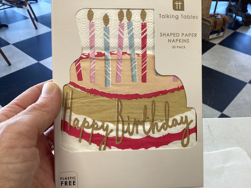 Napkin - Shaped “Happy Birthday” Cake with Candles