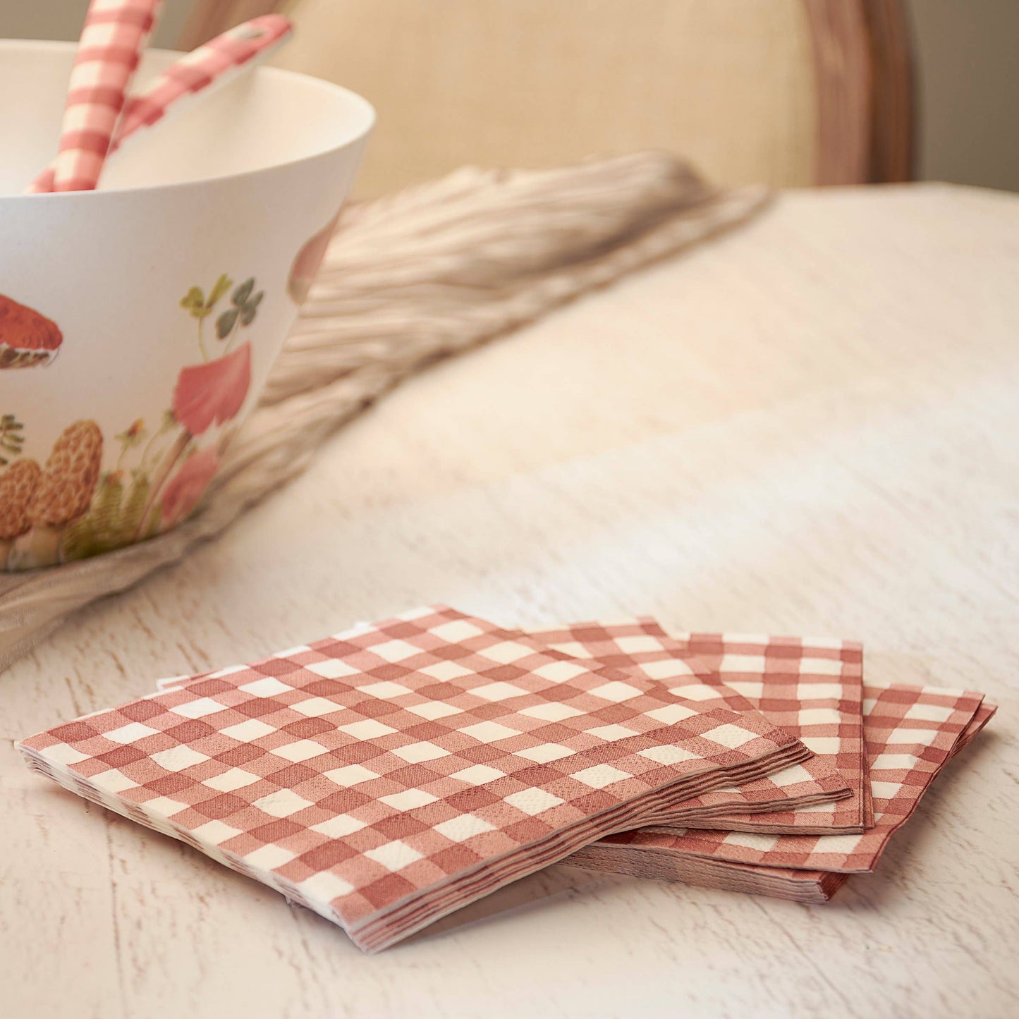 Red and White Gingham Checked Napkin