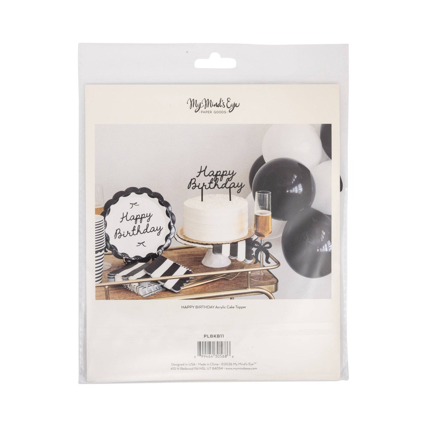 My Mind’s Eye - PLBKB11 - Black Happy Birthday Cake Topper