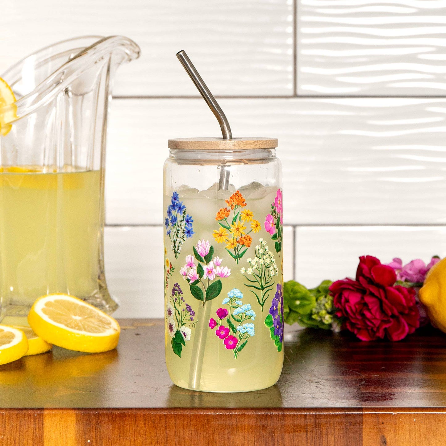 1canoe2 | One Canoe Two Paper Co. - Vintage Blooms Floral Glass Can