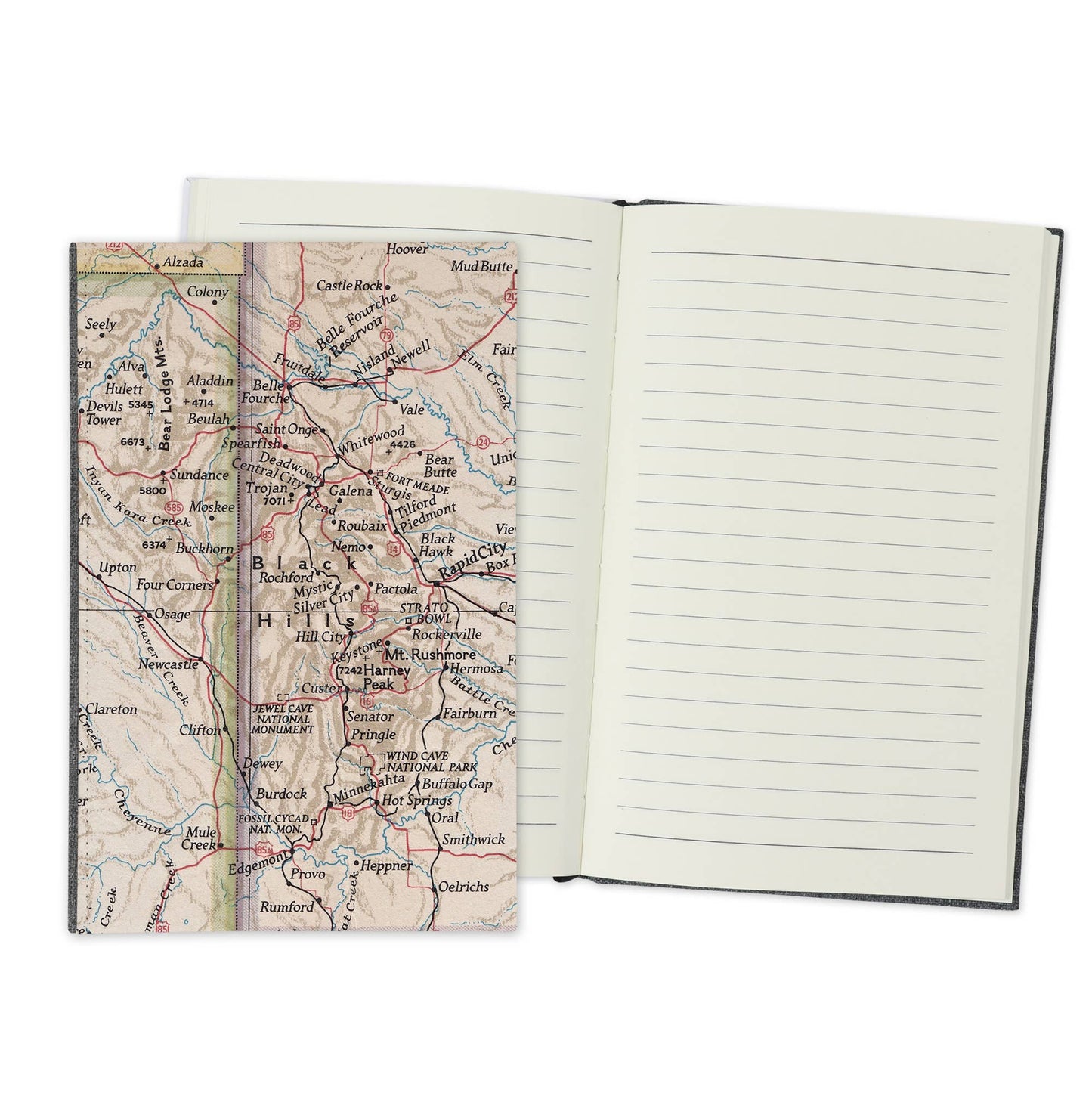 Daisy Mae Designs - Black Hills South Dakota Map Travel Journal A5 Notebook