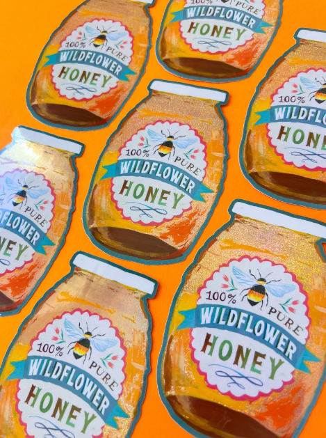 Katie Daisy - Glitter Honey Jar Sticker