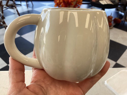Mug - Pumpkin White Ceramic - Sweet Water Decor