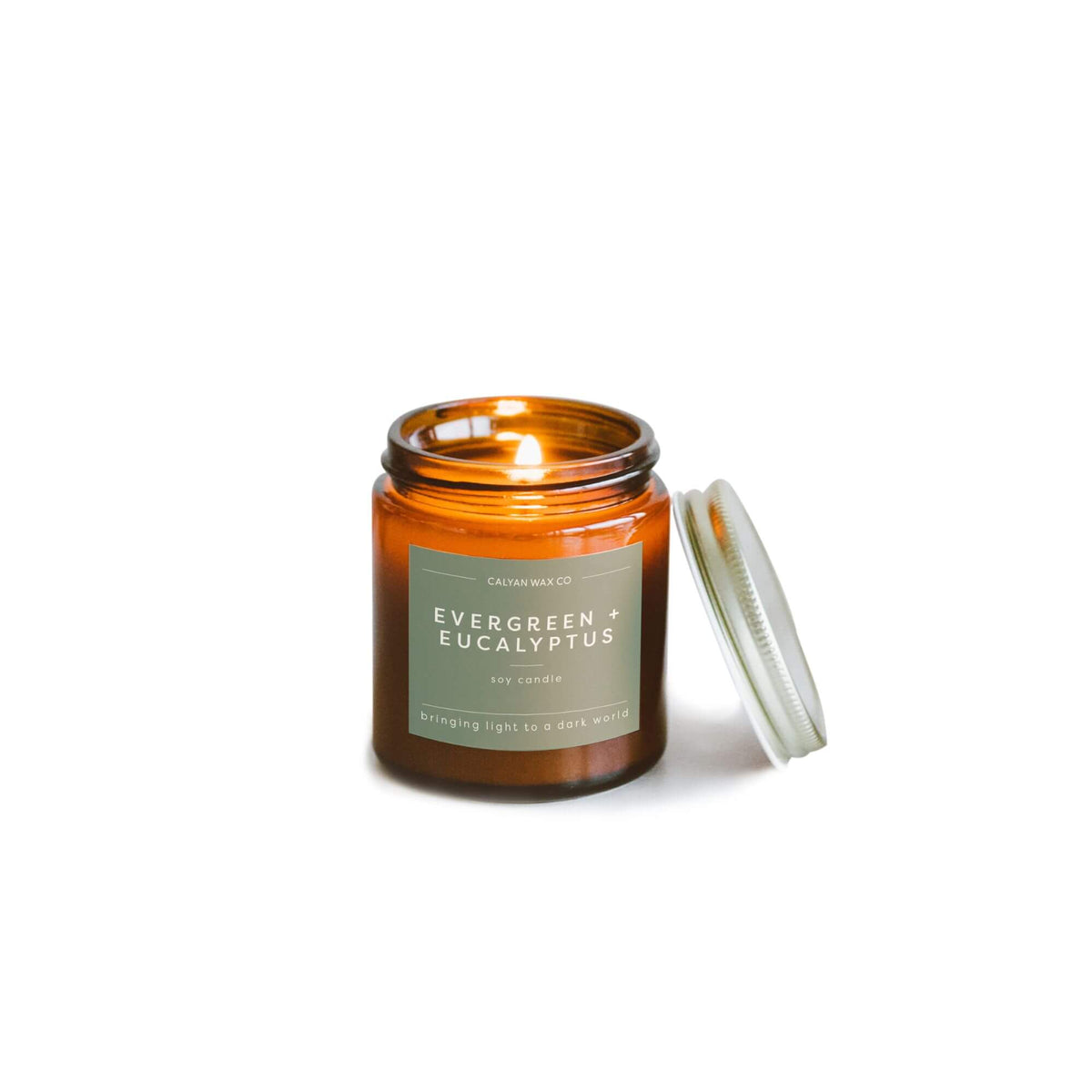 Calyan Wax Co. - Soy Candle | Evergreen + Eucalyptus | 3.1oz Mini Amber Jar