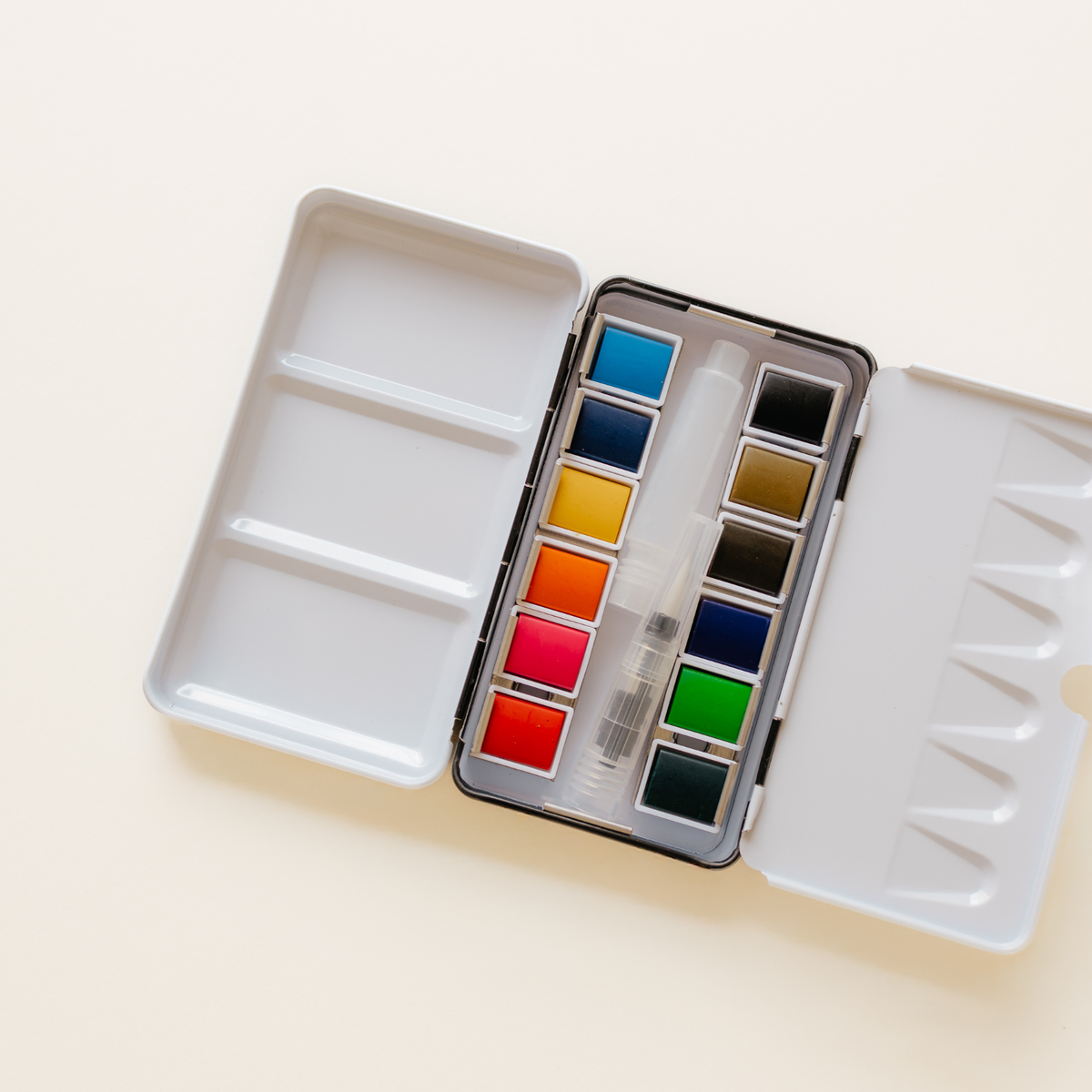 bailey rae studio - 12 color mini-travel watercolor paint palette