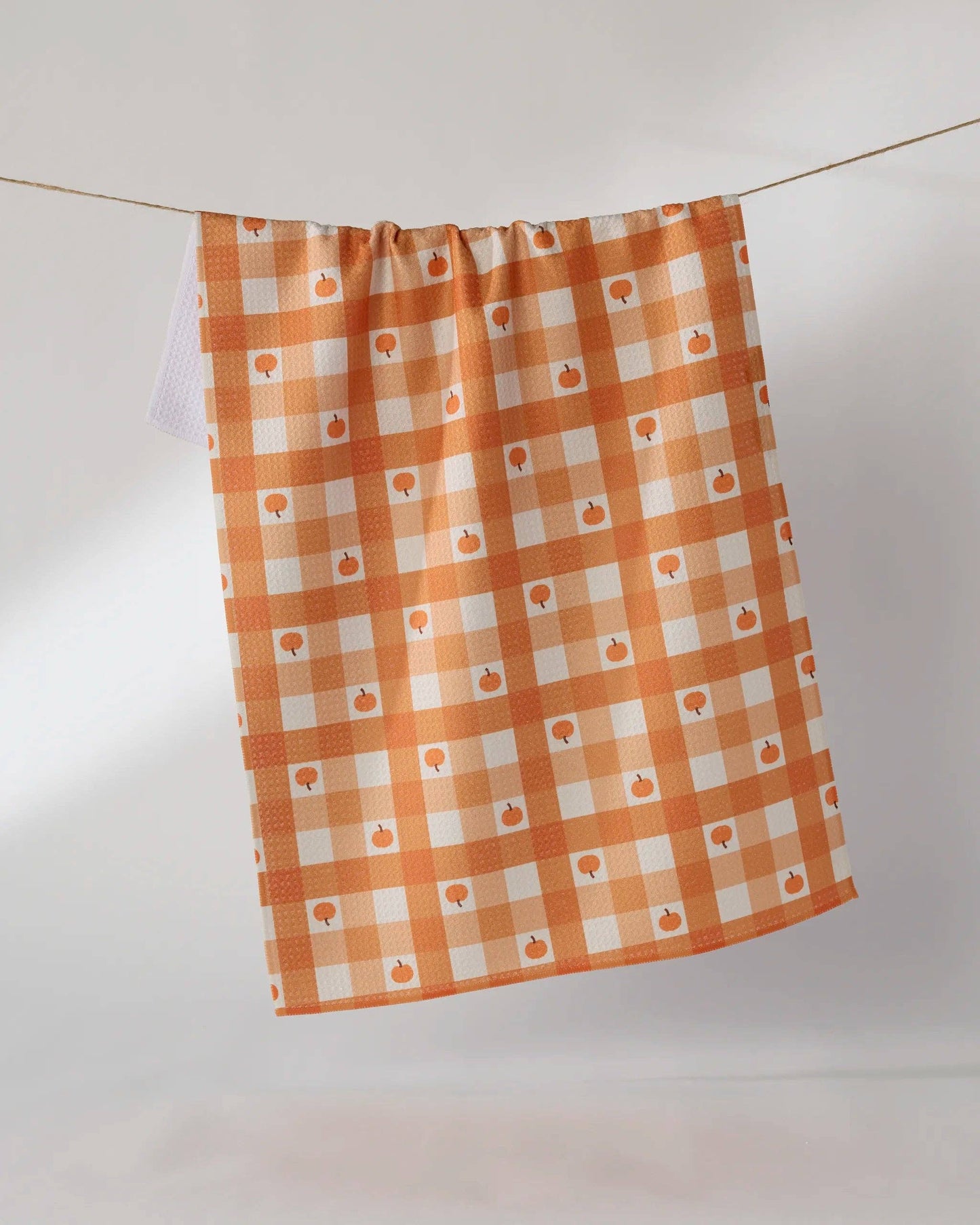 Geometry - Pumpkin Check Tea Towel