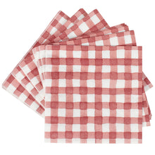 Load image into Gallery viewer, Red Gingham Beverage Napkin
