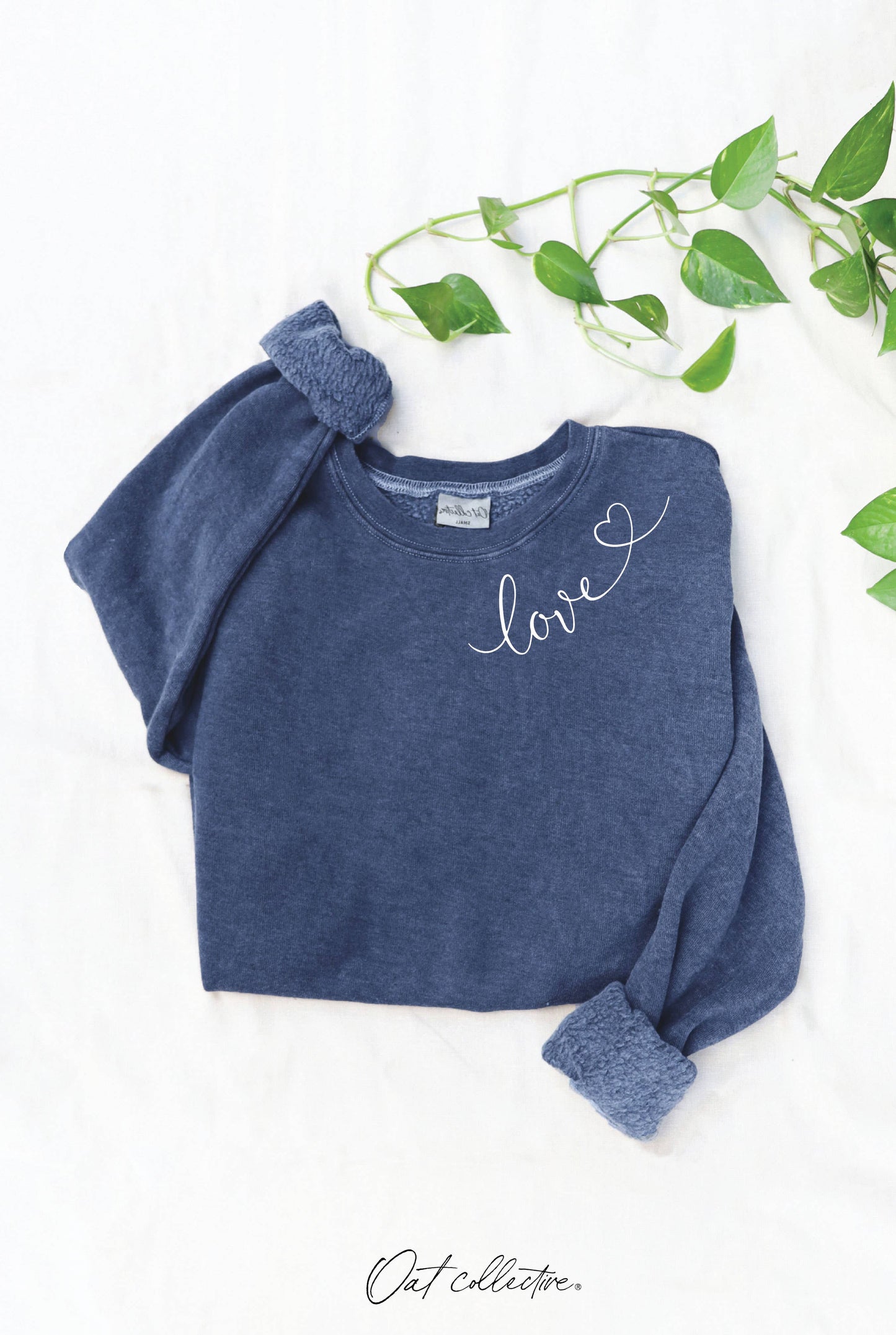 OAT COLLECTIVE - LOVE HEART NECKLINE Mineral Graphic Sweatshirt