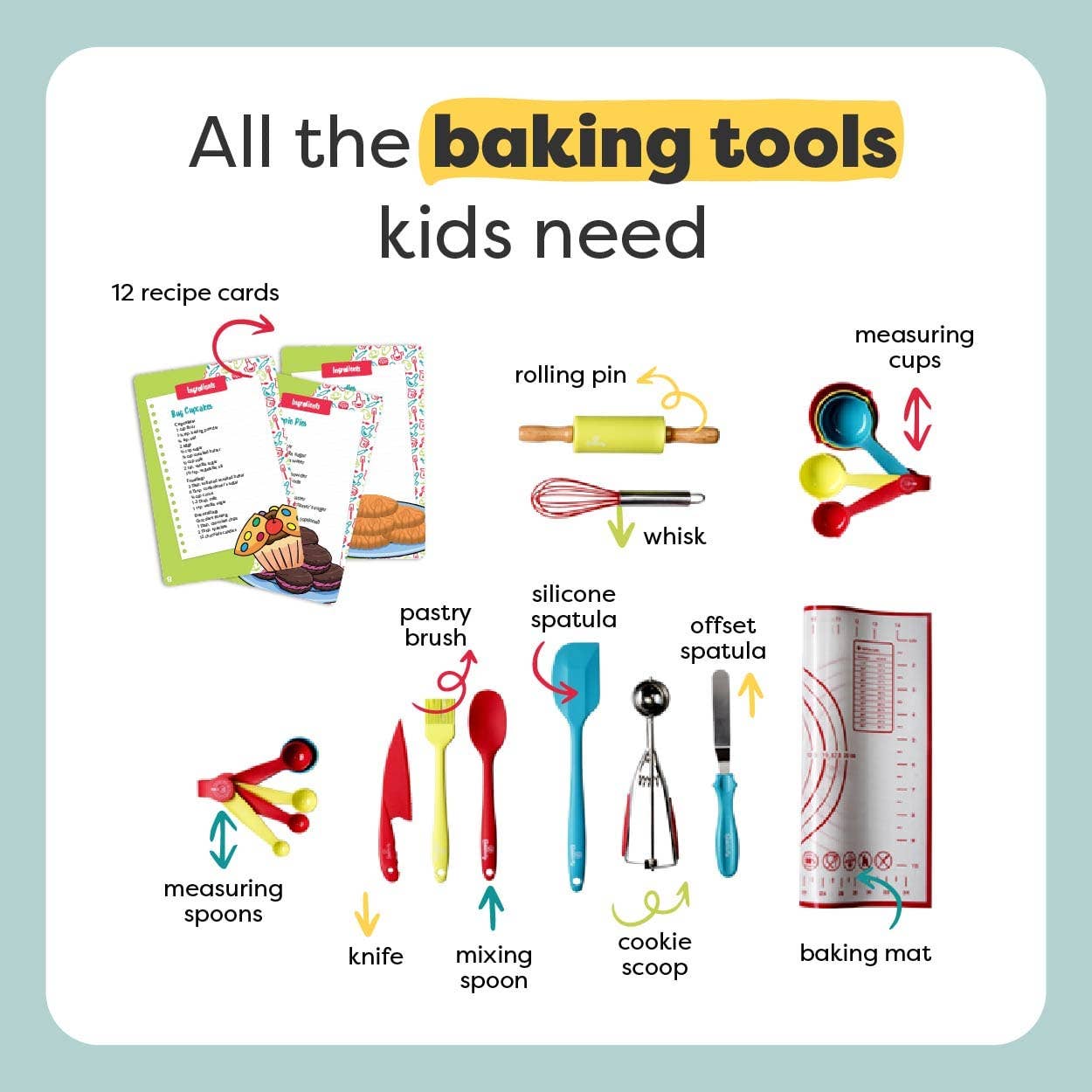 Baketivity Corp - Kids Cooking Set, 31-Pc Childrens Kitchen Tools