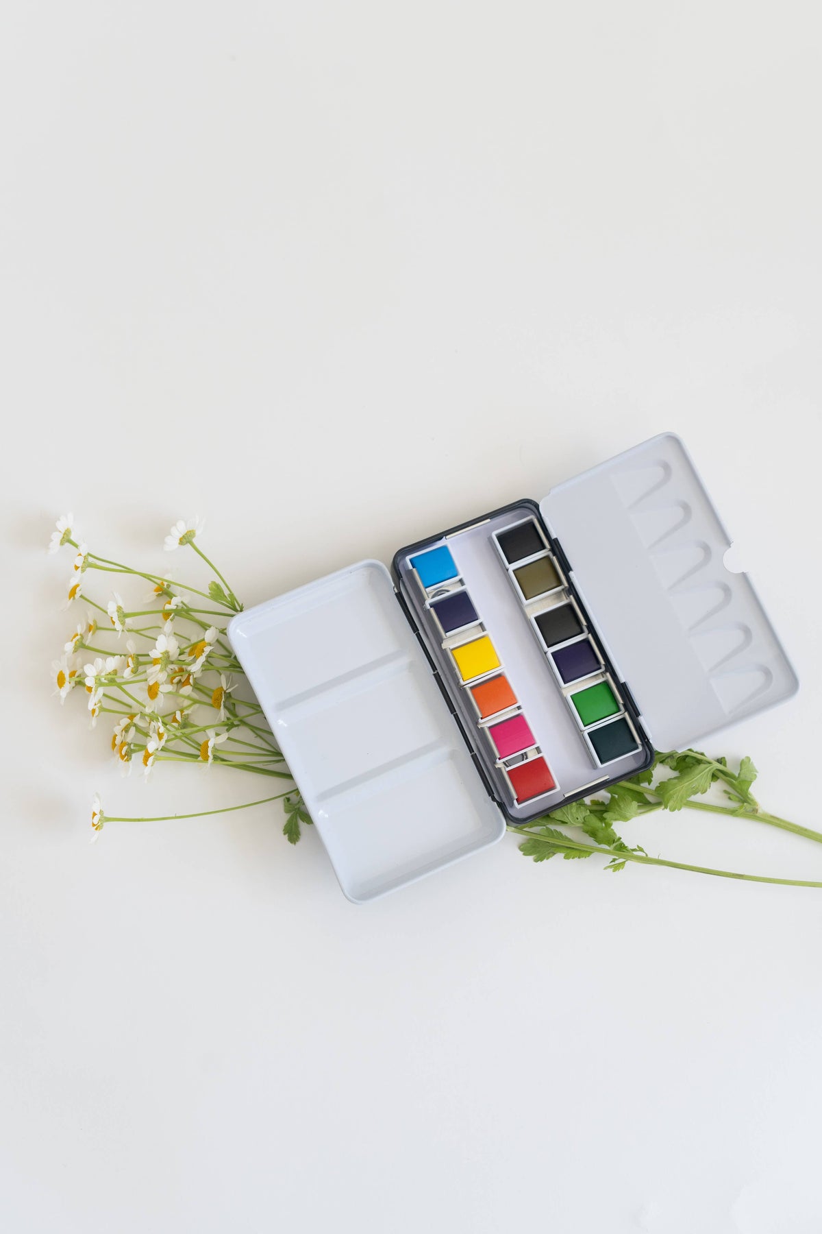 bailey rae studio - 12 color mini-travel watercolor paint palette