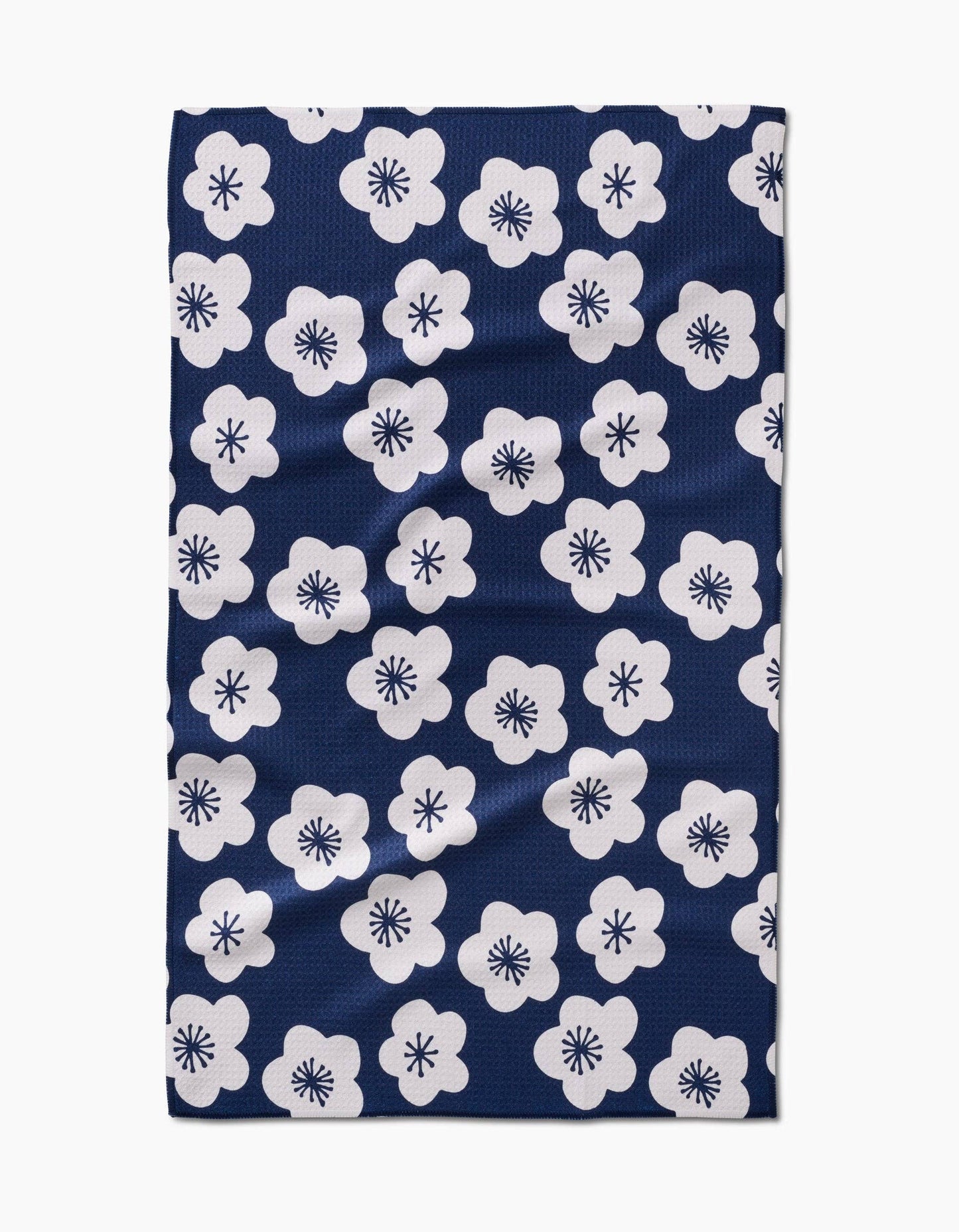 Geometry - Every Sunday Kitchen Tea Towel Blue with White Flower