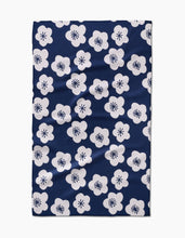 Load image into Gallery viewer, Geometry - Every Sunday Kitchen Tea Towel Blue with White Flower