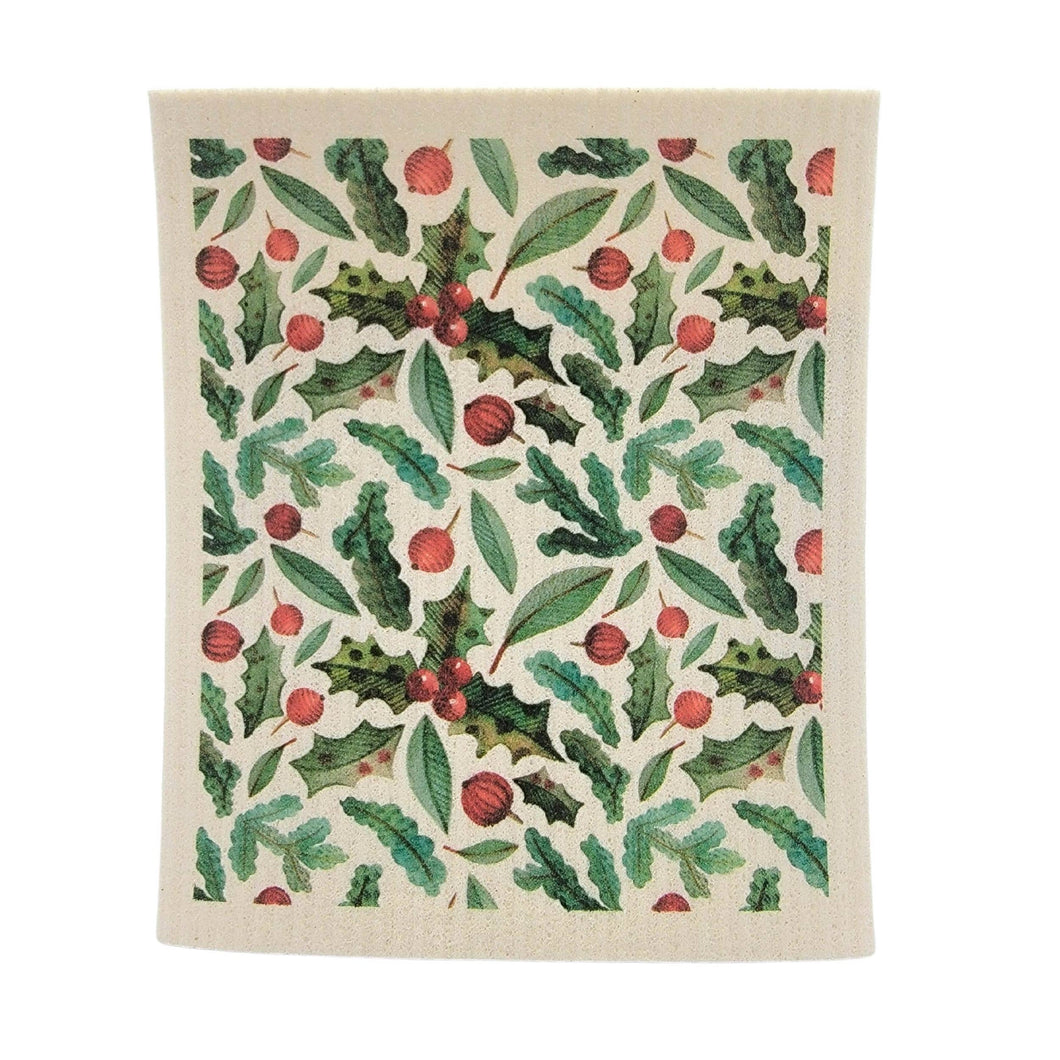 Driftless Studios - Wreath & Garland Pattern Swedish Dishcloth - Christmas Decor
