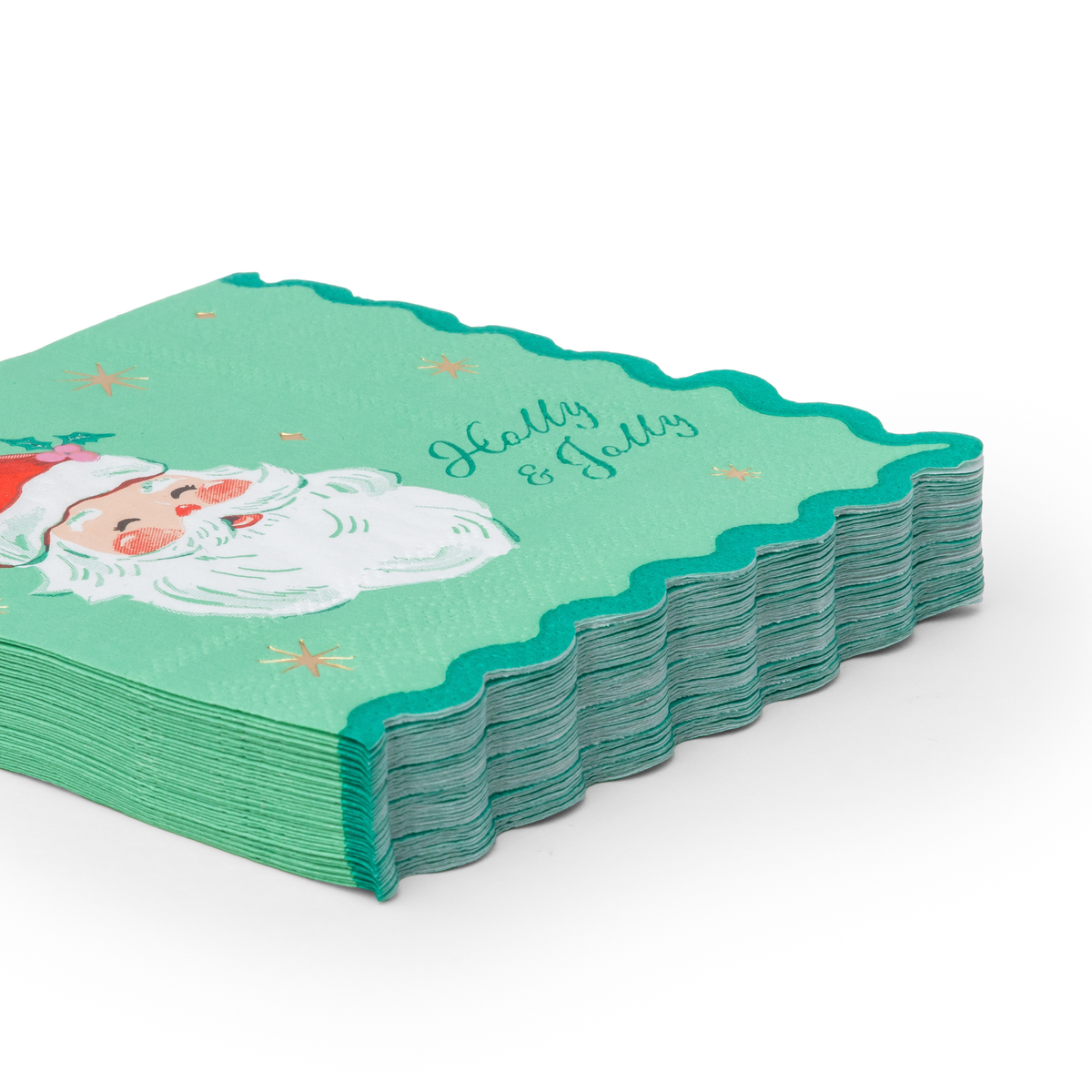 Bonjour Fête - Red & Green Jolly Santa Small Napkins (Set of 20)