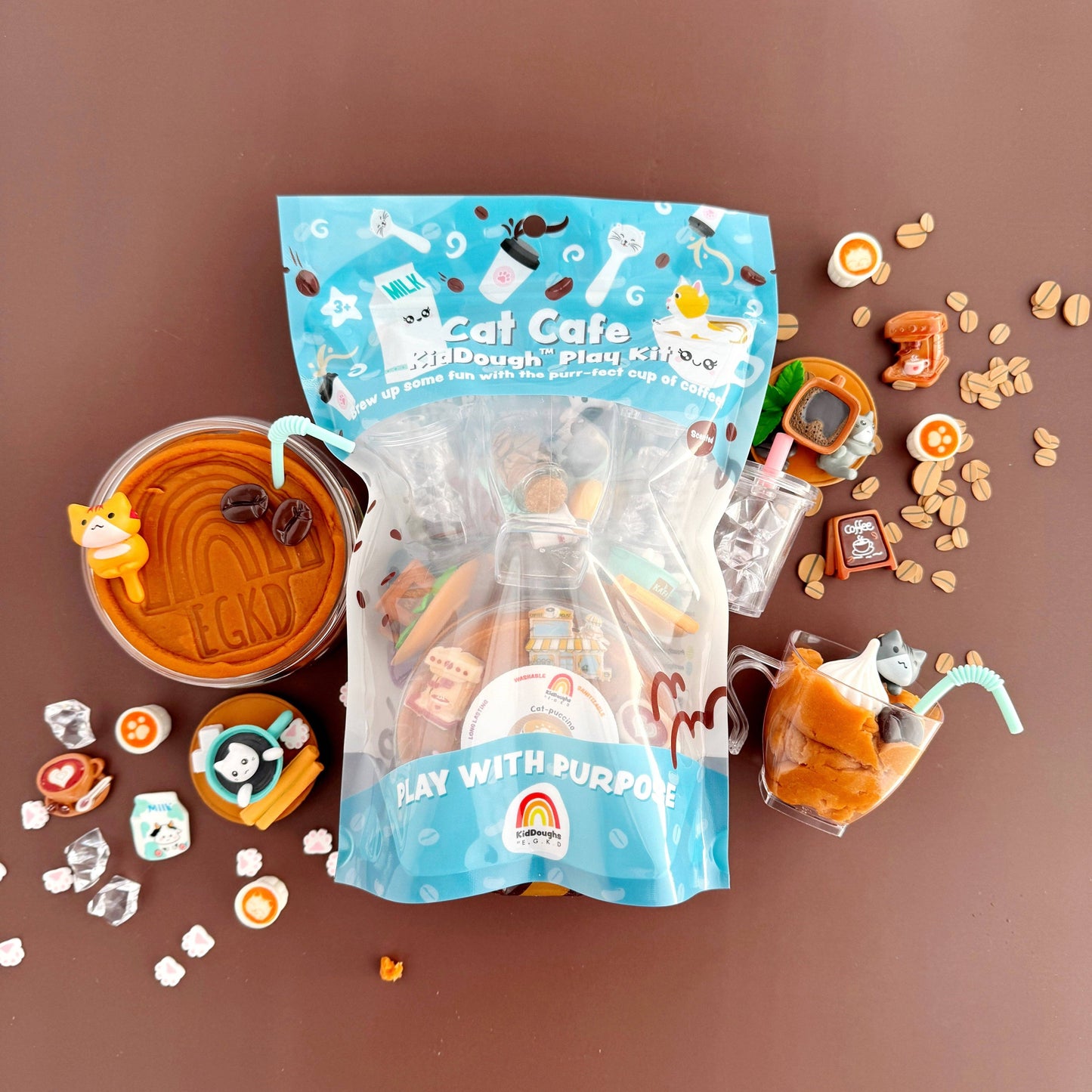 Earth Grown KidDoughs (KidDoughs by EGKD) - Cat Cafe KidDough Play Kit
