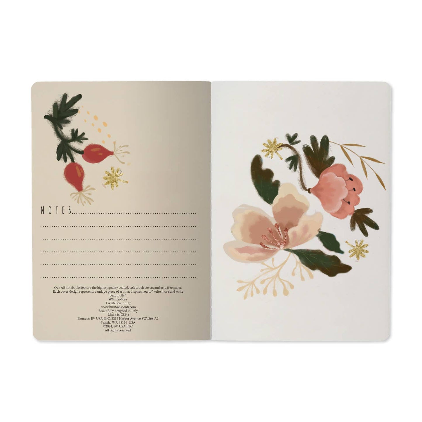 BV by Bruno Visconti - A5 Notebook - Bloom Flowers