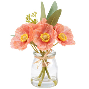 Peach Poppies Flower Vase - Primitives by Kathy