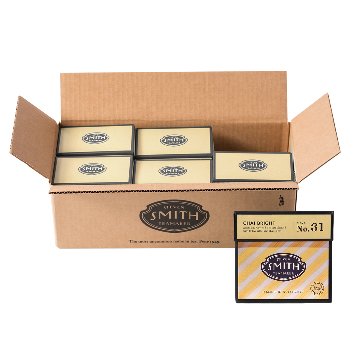 Smith Teamaker - Chai Bright - Holiday Seasonal Black Tea - Retail Cartons