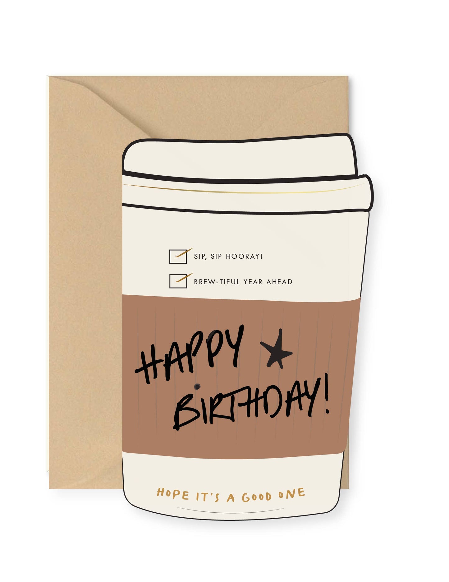 Ginger P. Designs - Birthday Coffee Cup die-cut Greeting Card