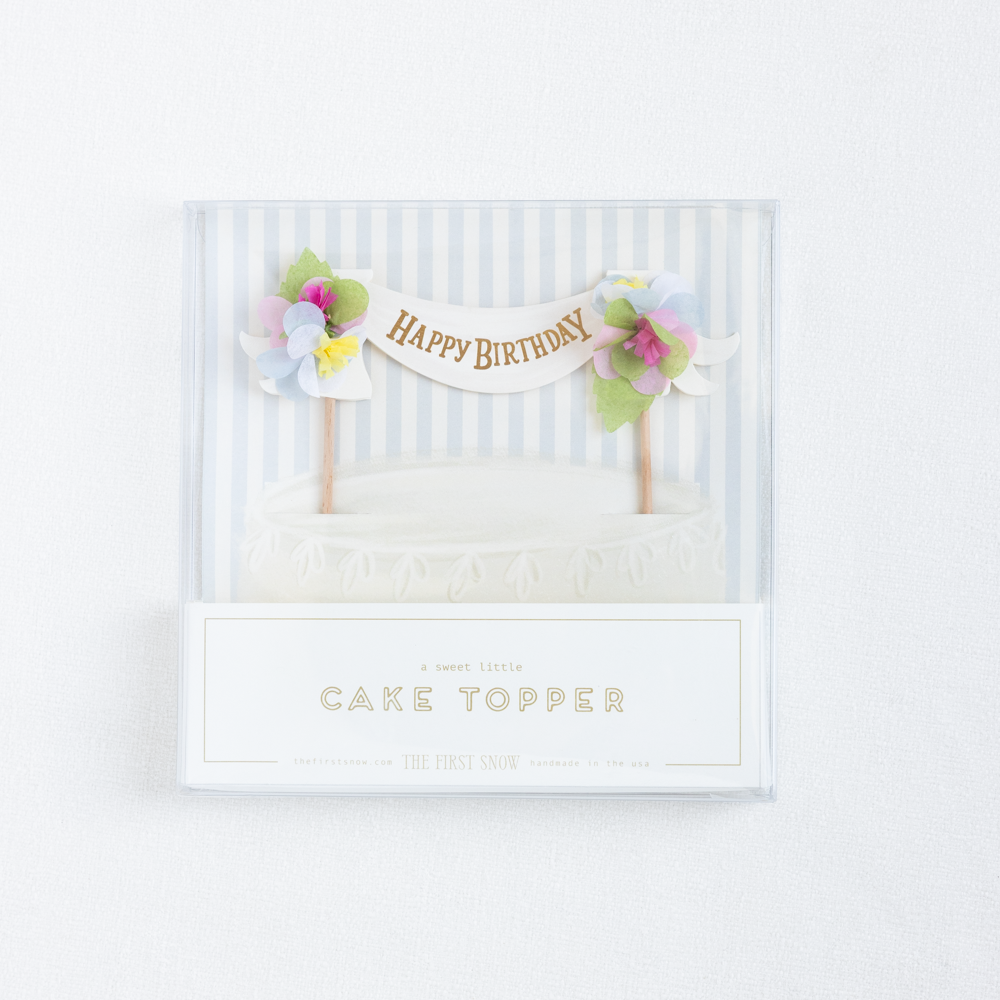 The First Snow - NEW PACKAGING! Happy Birthday Cake Topper w/ Paper Flowers