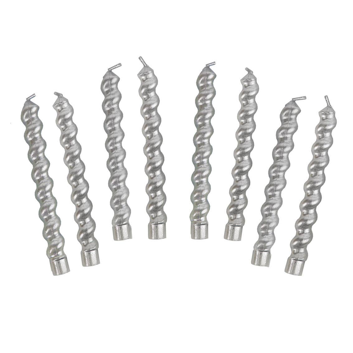 Silver Twirl Birthday Candles - 8 Pack | Birthday Party |