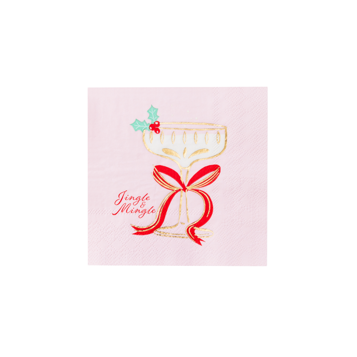 Bonjour Fête - Christmas Cocktail Napkins, Pink Holiday (Set of 20)