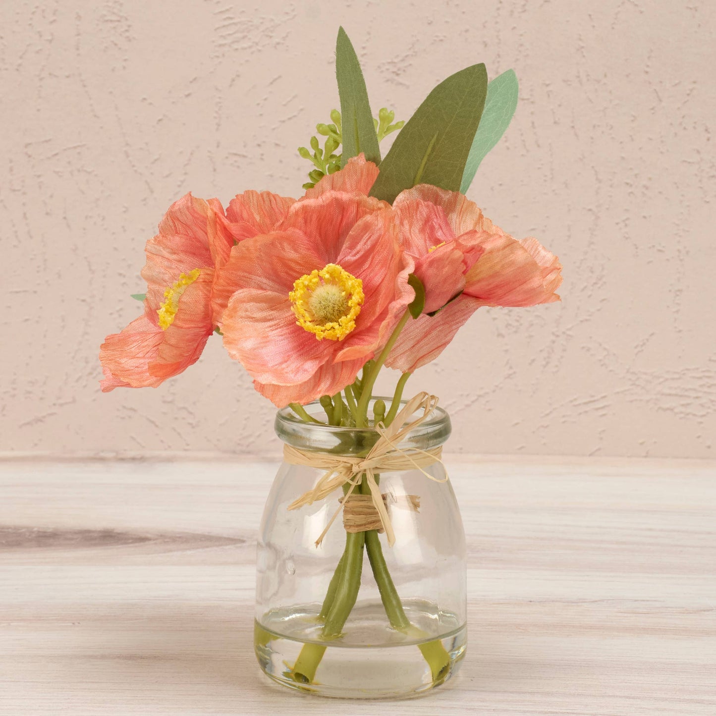 Peach Poppies Flower Vase - Primitives by Kathy