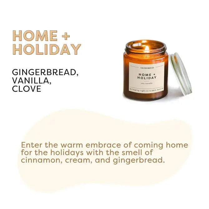 Calyan Wax Co. - Soy Candle | Home + Holiday | 3.1oz Mini Amber Jar