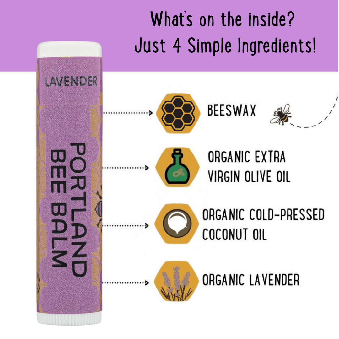 Portland Bee Balm - Lavender Beeswax Lip Balm Display – Calming 24-Count