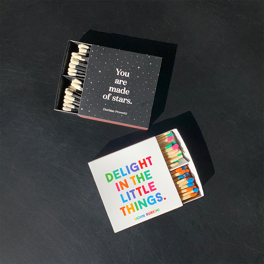 Quotable - Matchbox "Delight In Little Things", 80 Wood Matches