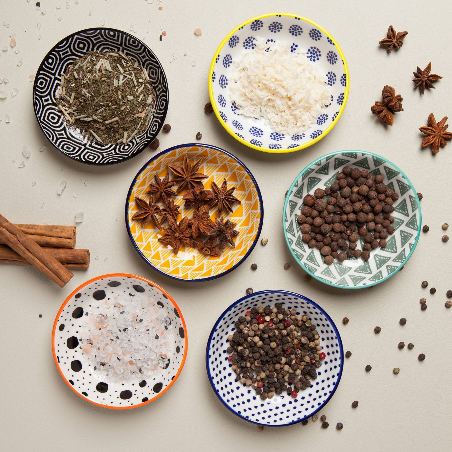 Pinch Bowl Set of 6 - Bits & Dots Multi-Color - Now Designs by Danica