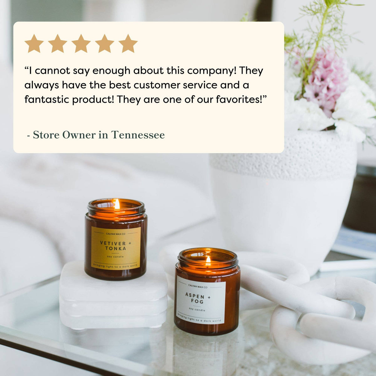 Calyan Wax Co. - Soy Candle | Home + Holiday | 3.1oz Mini Amber Jar