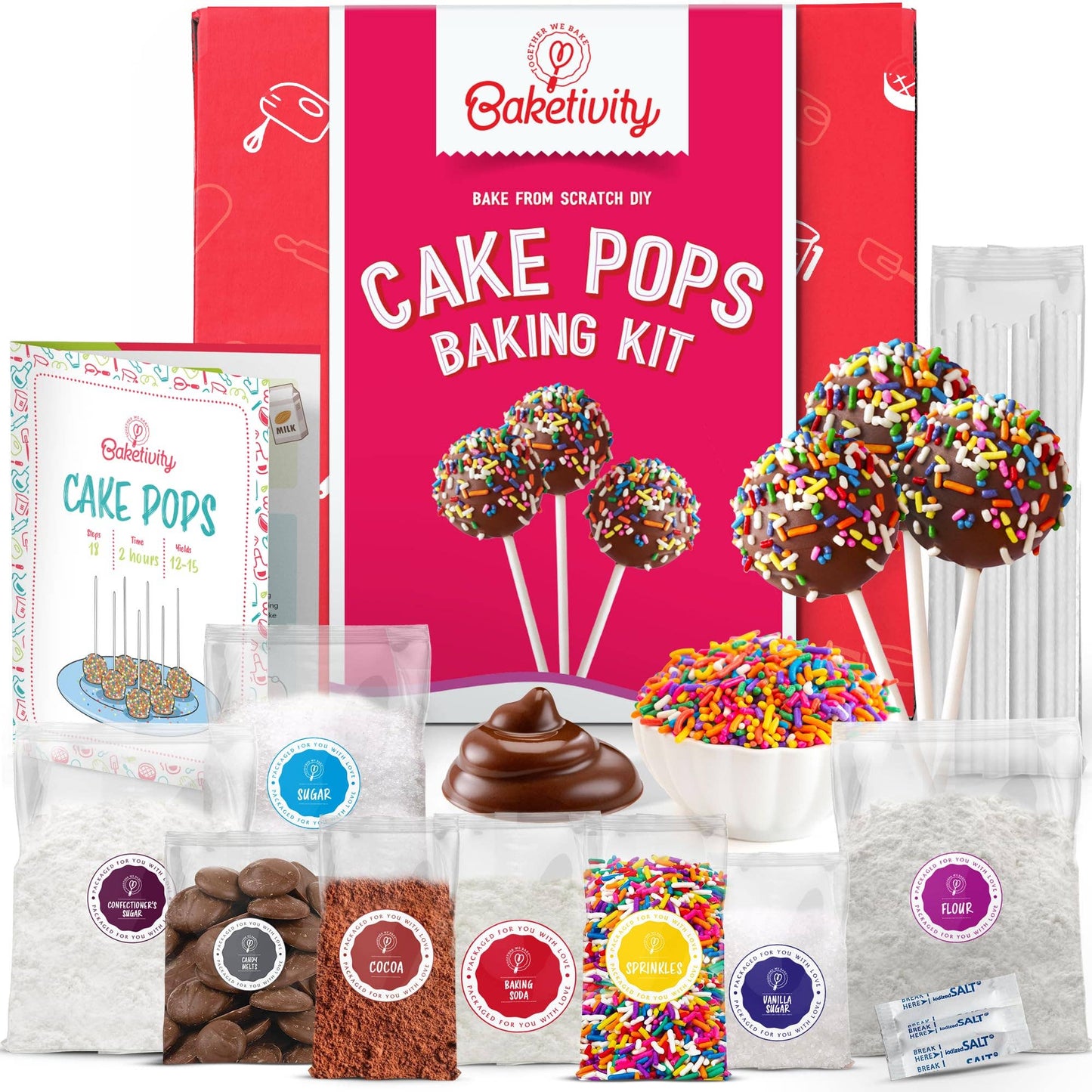Baketivity Corp - Cake Pops Kit for Kids, DIY Cake Pop Kit Makes 10-12