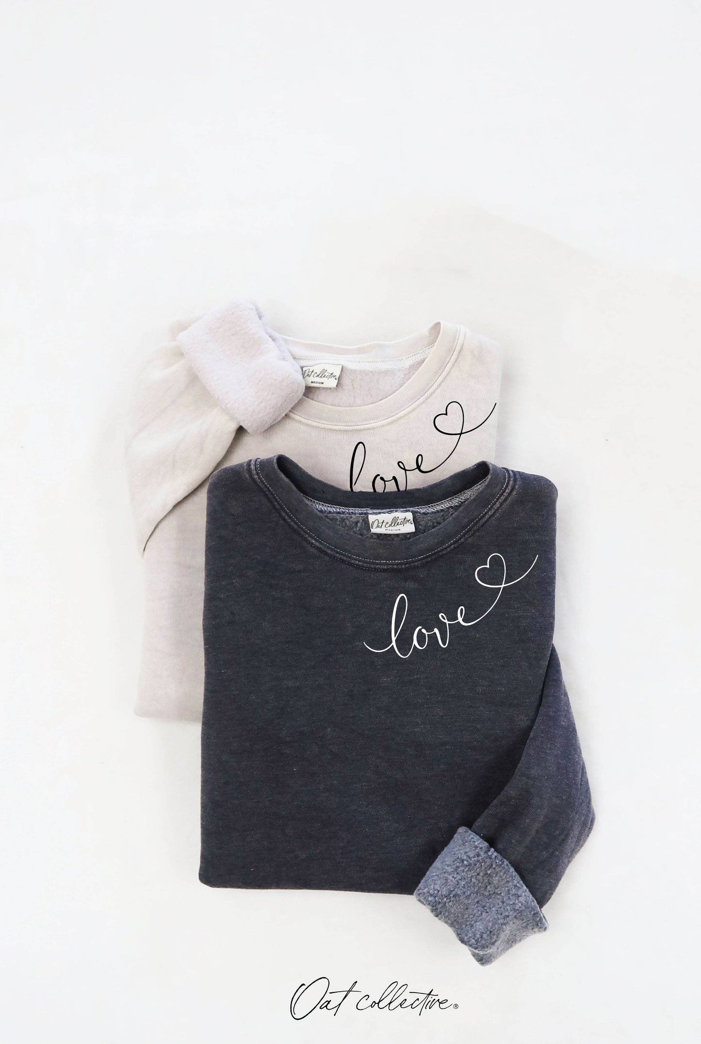 OAT COLLECTIVE - LOVE HEART NECKLINE Mineral Graphic Sweatshirt