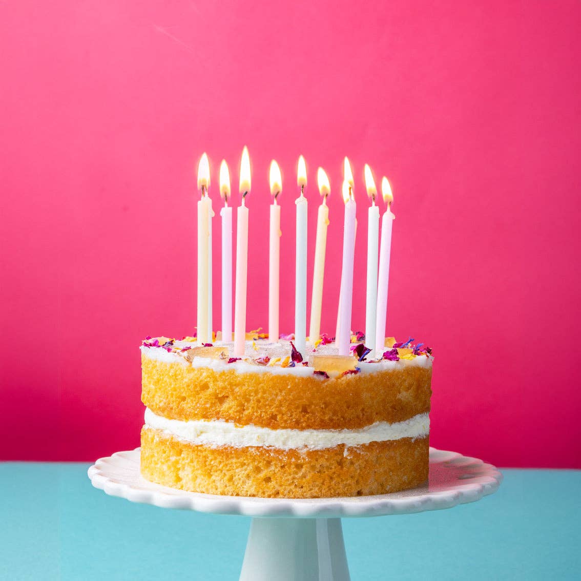 Talking Tables USA - Home, Birthday, Games & Seasonal Decor - Tall Pastel Birthday Candles - 16 Pack | Cake Candles |
