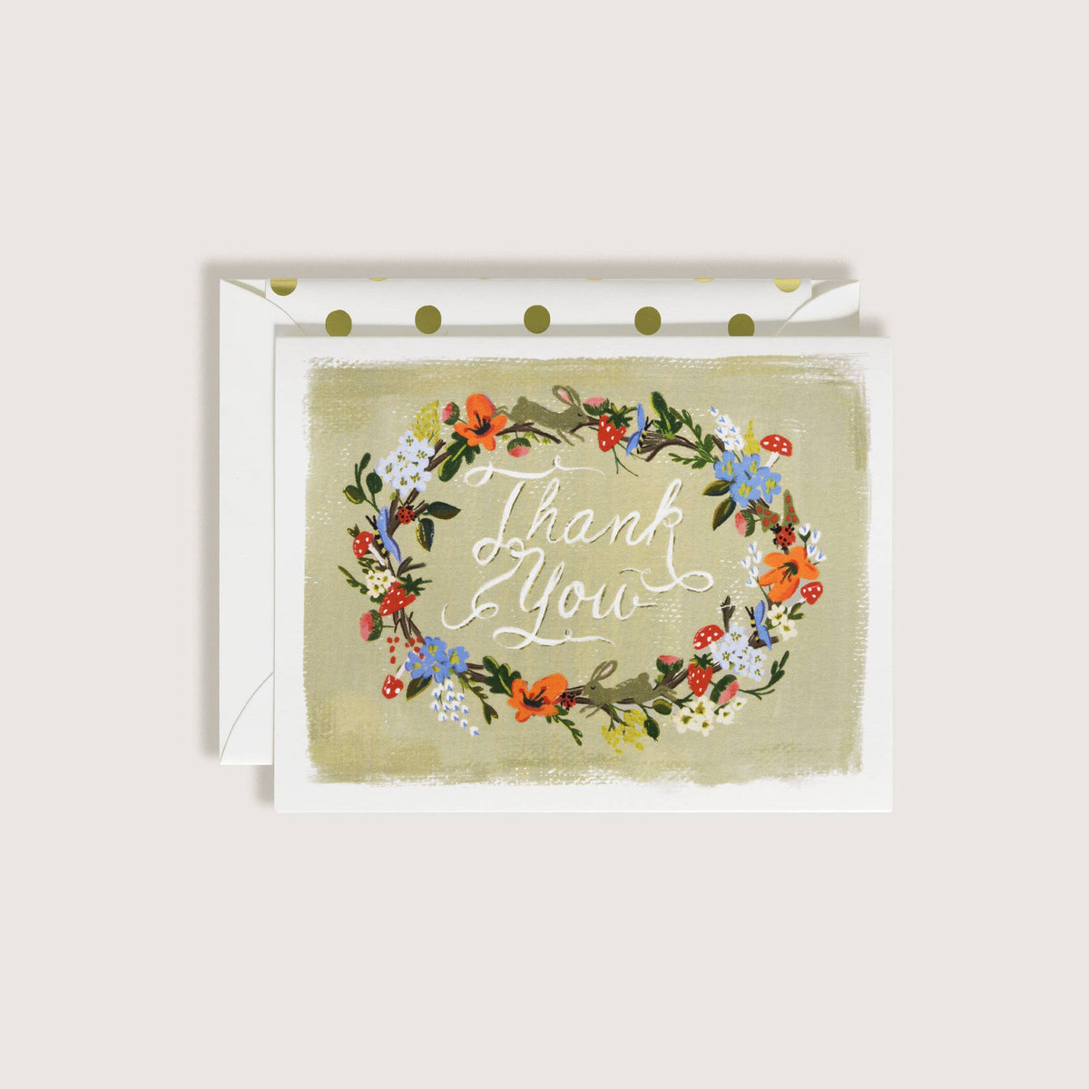The First Snow - Thank You Garden Flowers Wreath Greeting Card