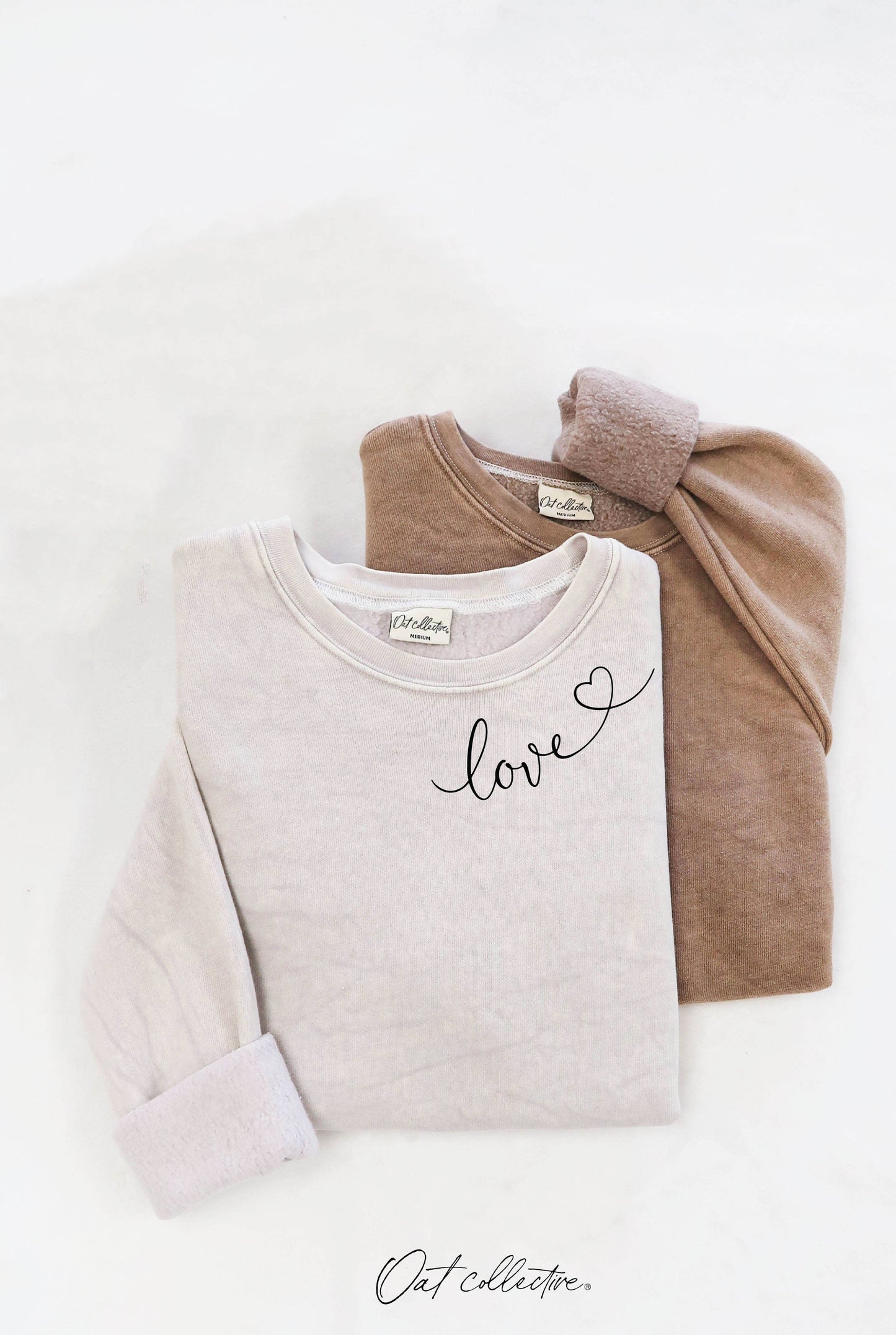 OAT COLLECTIVE - LOVE HEART NECKLINE Mineral Graphic Sweatshirt
