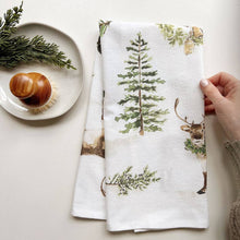 Load image into Gallery viewer, Evergreen christmas tea towel