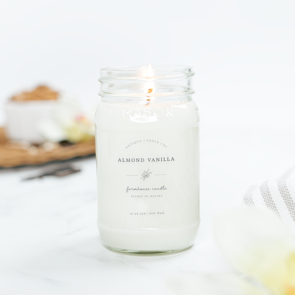 Antique Candle Co.® - Almond Vanilla - Soy Wax Mason Jar Candle
