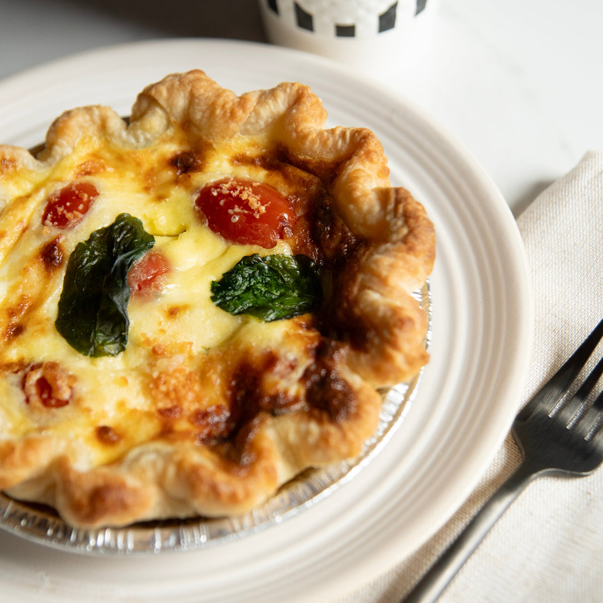 Single Serve Spinach Tomato Basil Quiche