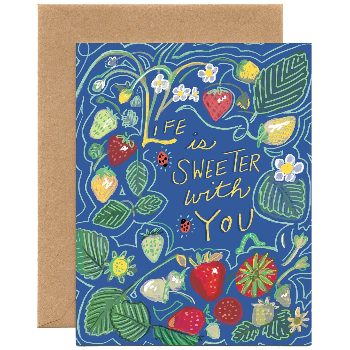 Tiny and Snail - Life Is Sweeter With You (Strawberries and Ladybugs) — Valentine's Day, Love, Friendship, Birthday, Thank you Card